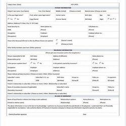 Sample Patient Registration Form Printable Medical Forms Letters Hospital Admission Template Templates
