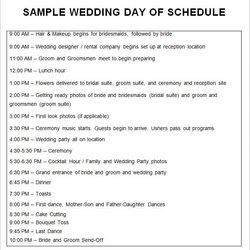 Super Wedding Schedule Templates Samples Doc Free Itinerary Tours Width