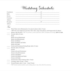 Smashing Wedding Schedule Templates Free Doc Format Download Width