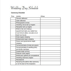 Perfect Sample Wedding Schedule Template Documents In Templates Itinerary To Download