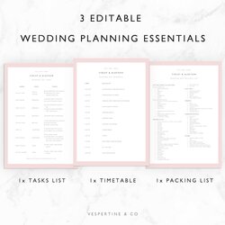 Preeminent Wedding Template Bridal Day Schedule Packing List