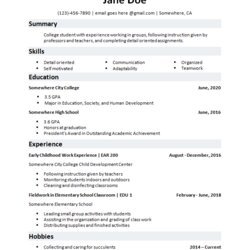 First Resume For Job Resumes