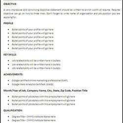 Best Free Printable Job Resume Template