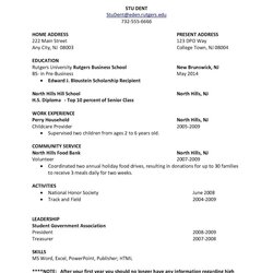 The Highest Quality Resume For High School Student First Job Interesting Sample