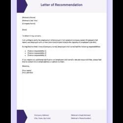 Free Letter Of Recommendation For Employee Templates Template