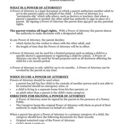 Power Of Attorney Form For Child Fill Online Printable Large