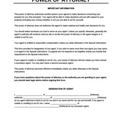 Marvelous Free Power Of Attorney Forms Word Form Financial General Template Simple Documents Give
