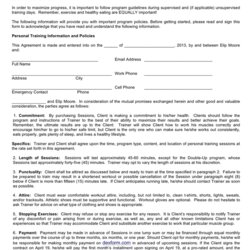 Personal Training Contract Sample Download Free Documents For Agreement Word Service