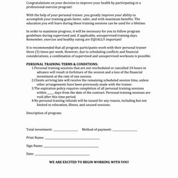 Personal Training Contracts Template Letter Example Contract Top Templates Free To Of