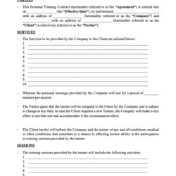 Spiffing Personal Training Contract Free Template