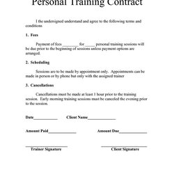 Splendid Free Printable Personal Trainer Contract Form Generic Training Template Sample Templates Fitness