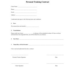 Excellent Free Printable Personal Training Contract Template Form Generic Trainer Agreement Forms Sample