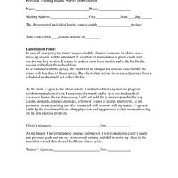 Brilliant Personal Training Contract Free Printable Documents Template