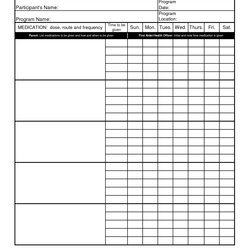 Spiffing Blank Medication Administration Record Template Medical Printable Log Templates Food Nursing List