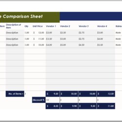 Superior Price Comparison Sheet Template For Excel Templates