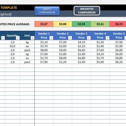 Legit Vendor Comparison Excel Template Price Tracker
