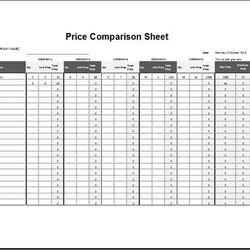 Outstanding Excel Price Comparison Templates Word Formats Template Chart Sheet Needs Editable