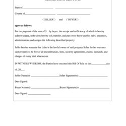 Supreme Free Generic Bill Of Sale Form Templates Printable Large