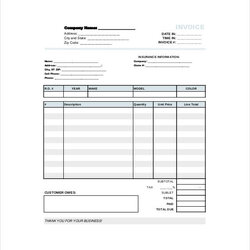 Admirable Free Repair Invoice Templates In Ms Word Excel Template Auto Body