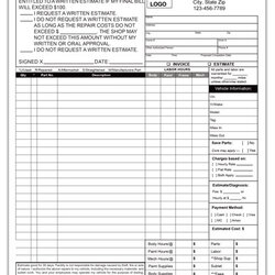 Smashing Body Shop Invoices Auto Collision Repair Form Red