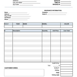 The Highest Quality Free Printable Catering Invoice Template Repair Auto Body Templates Source