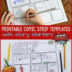 Preeminent Printable Comic Strip Templates With Story Starters Frugal Fun For Regard Superhero Prompts