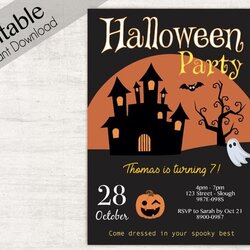 Capital Editable Halloween Invitation Birthday Invitations Party Invites