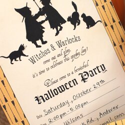 Superb Cute Vintage Witch Party For Kids Halloween Invitation Template