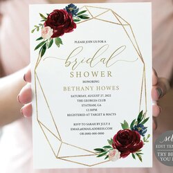 Cool Bridal Shower Invitation Template Demo Available Burgundy Invitations