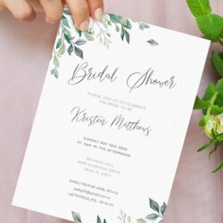 Worthy Printable Bridal Shower Invitations Green Leaves Invitation Template