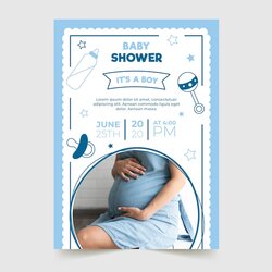 Smashing Premium Vector Baby Boy Shower Invitation Template Design Ready Print
