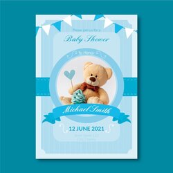 Super Premium Vector Baby Boy Shower Invitation Template With Photo