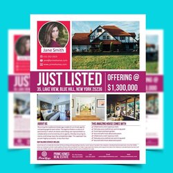 Peerless Real Estate Advertising Flyer Just Listed Template Editable In Word Publisher Microsoft Flyers
