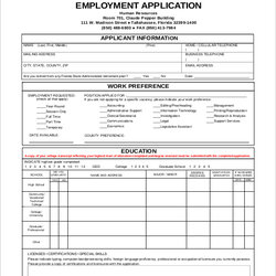 Marvelous Free Generic Employment Application Samples In Ms Word Legislative Sample