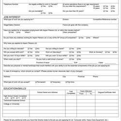Free Employment Job Application Form Templates Printable Example Template