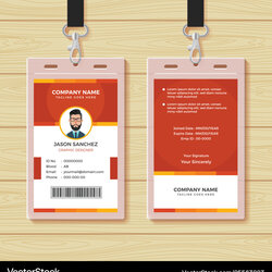 Great Red Employee Id Card Design Template Royalty Free Vector Templates Format Formidable