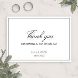 Preeminent Download Printable Simple Elegant Wedding Thank You Card Suite Invitations Template