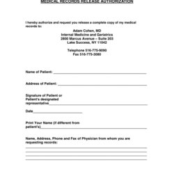 Medical Records Release Authorization In Word And Formats