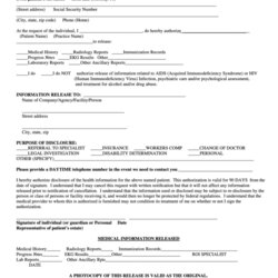 Preeminent Authorization For Release Of Medical Information Form Printable Template Page Thumb Big