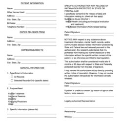 Spiffing Authorization To Release Medical Information Form Printable Page Thumb Big