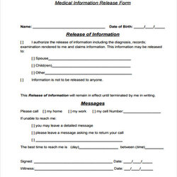 High Quality Free Patient Release Forms In Ms Word Form Information Template Medical Insurance Health