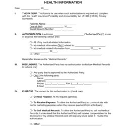 Free Medical Records Release Authorization Form Waiver Disclosure For Use Or Of Health Information