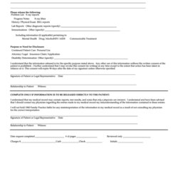 Outstanding Authorization To Release Medical Information Form Printable Download Page Thumb Big