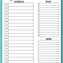 Printable Hourly Calendar Set Daily And Weekly Calendars
