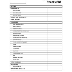 Super Profit And Loss Statement Template Employed Self Year Financial Date For