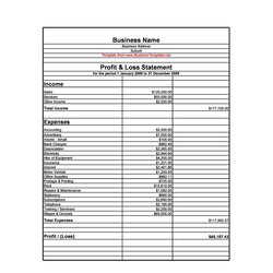 Terrific Profit And Loss Statement Templates Forms Template Kb