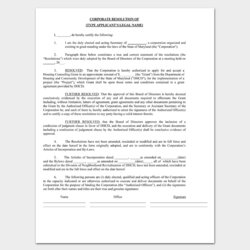 Exceptional Free Corporate Resolution Forms And Templates Template