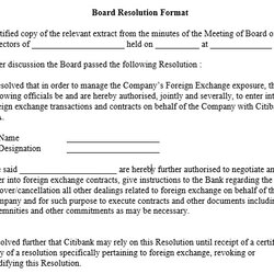 Superb Free Board Resolution Template Word Excel