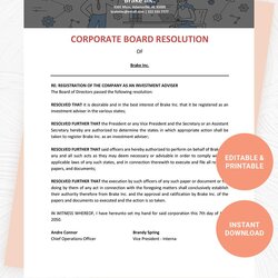 Marvelous Corporate Board Resolution Template In Word Google Docs Download