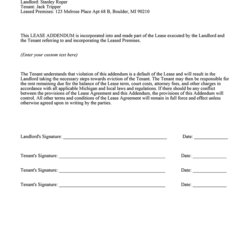 Very Good Addendum To Lease Agreement Template Flyer Sample Landlord Word Rental Forms Tenant Additional Form